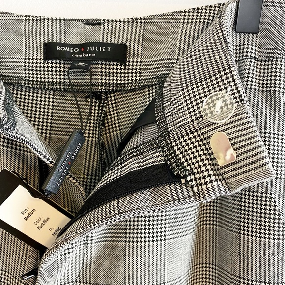 Romeo + Juliet Houndstooth Plaid Track Pants Straight Leg Dress Pants Blue Grey - Picture 3 of 6